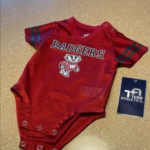Team Apparel Red Badgers Kids Bodysuit